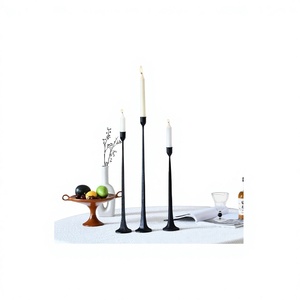 Juego de 3 piezas de candelabro cónico de hierro soporte de vela decorativo candelabro para decoración de fiesta de comedor de boda - Product Image 1