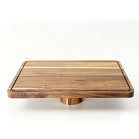 Support à gâteau en bois d'acacia avec couvercle - Plateau à gâteau rectangulaire, ensemble de présentation de desserts 2-en-1 et planche à charcuterie