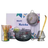Ensemble de matcha en verre borosilicate de haute qualité au design Japandi classique, résistant à la chaleur, écologique, de qualité alimentaire, outils à thé pour le thé de l'après-midi