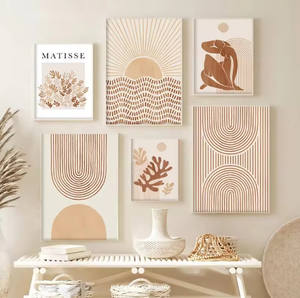 Arte Mural Abstracto Boho Personalizado, Lienzo con Líneas de Coral, Impresión en Lienzo Beige <span class=keywords><strong>Matisse</strong></span> - Póster de Pintura Mural para el Hogar - Product Image 1