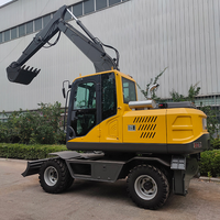 Excavatrice sur pneus 9t 62,5 kW avec moteur Yuchai et dents de godet renforcées pour le déblaiement de gravier en petite carrière