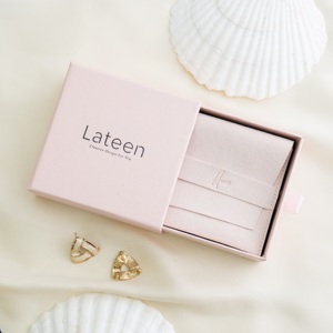 Custom Deboss Print Pink White Paper Sliding Drawer Jewelry Packaging <b>Box</b> <b>Gift</b> <b>Box</b> for <b>Earrings</b> Bracelet Necklace Ring - Product Image 1