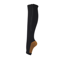 Chaussettes de compression sportives montantes pour filles grandes tailles, 20-30 mmHg Classe 2, tricotées, avec revers et bout ouvert, semelle souple
