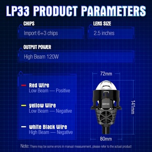 XENPLUS LP33 Faro Delantero LED para Automóvil de 2.5 Pulgadas, 120W, 30000LM, 24V, Súper Brillante, Proyector - Product Image 6