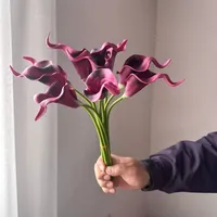 Künstliche PU Handgefertigte Calla-Lilien Brautstrauß Hochzeitsparty Heimdekoration Blumenarrangement