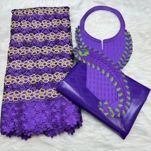 Dubai Style 2.5 Y Embroidery Bazin Brode Riche Tulle Guipure Lace Popular for African Lace Collar Woven Suits and <strong>Bags</strong> - Product Image 5