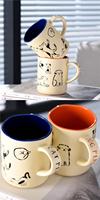 Tasse à eau en céramique HY7 avec motif mignon de chien et de chat, grande capacité 420 ml, tasse à café, logo personnalisé, tasse en céramique, tasse à café réutilisable pour le bureau