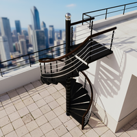 Nouvelle Arrivée : Escalier Colimaçon Extérieur Minimaliste en Acier Carbone et Acier Inoxydable Brossé, Idéal pour la Maison, Prix Abordable