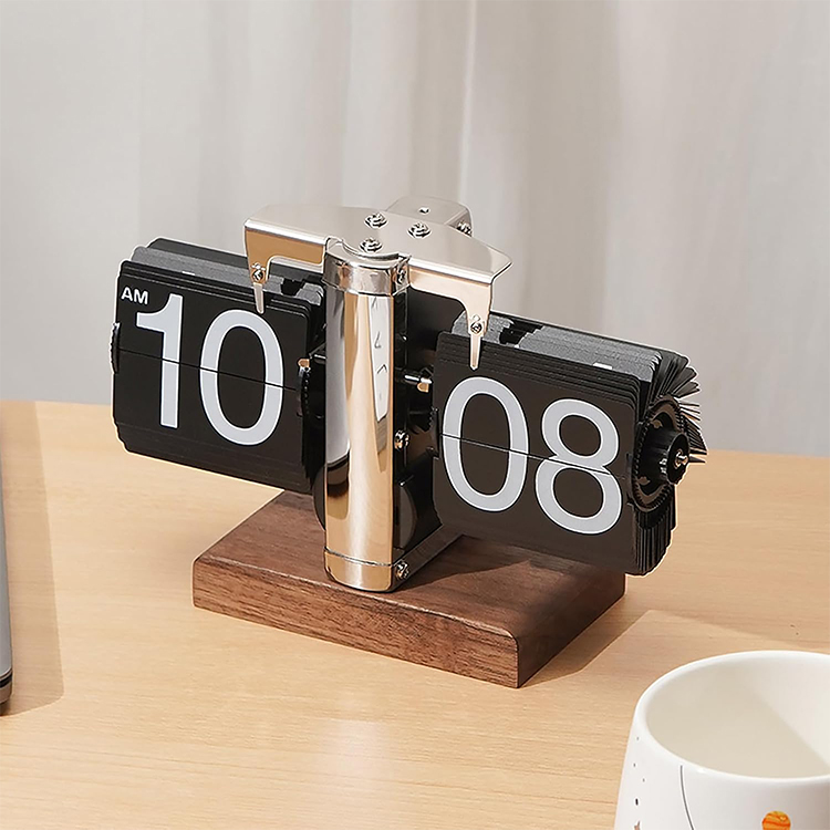 Horloge Numérique à Rabat Mécanique - Style Rétro Minimaliste - Mouvement à Quartz Silencieux - Pour Bureau, Salon, Café