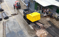 Broyeur hydraulique mobile à double arbre sur chenilles pour le recyclage des déchets de construction