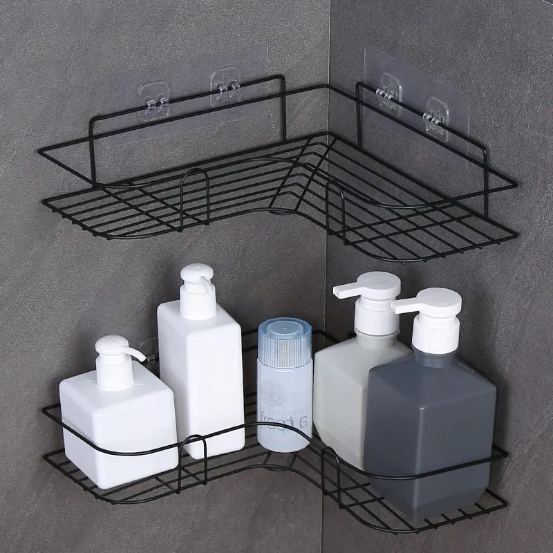 Sanga Steel Metal Wall-mounted Toilet Rack Organizer Bathroom Organization Corner Storage Shelf Accessories