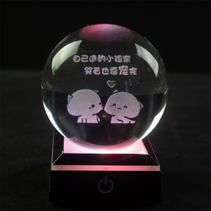 Wholesale Modern Cloud 3D Crystal Ball <strong>Lamp</strong> With Luminous Led Square <strong>Silver</strong> Base Desktop Home Display - Product Image 5