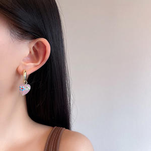 Pendientes colgantes con personalidad, Pendientes colgantes de corazón de cristal con goteo de aceite Vintage para mi hijo - Product Image 3