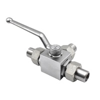 Vanne à boisseau sphérique haute pression 3 voies KHB3K, type à souder bout à bout, 10 14 18 22 mm, en acier inoxydable, hydraulique, avec manchon soudé 3 voies
