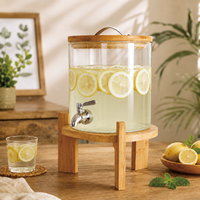 Distributeur de boissons en verre borosilicate cylindrique de 5L, 7.5L, 10L avec robinet pour mariages et fêtes – Vente en gros