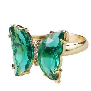 Parures de bijoux de luxe pour femmes, multi-styles, avec breloques papillon, colliers, boucles d'oreilles, bracelets et bagues en verre et coquillages - Product Image 1