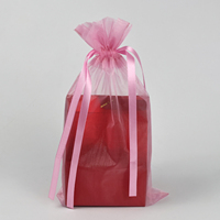 Pochette d'emballage en organza transparente, colorée, mignonne, pour bijoux, bonbons, avec cordon de serrage, pour emballage cadeau