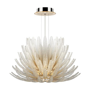 Illuminazione a Soffitto Moderna Nordica, Lampadario di Lusso a LED con Piume Bianche e Vetro, Lampade a Sospensione per Soggiorno - Product Image 6