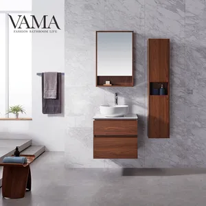 VAMA 24 inç modern kontrplak banyo köşe dolabı ile aynalı dolap 772024