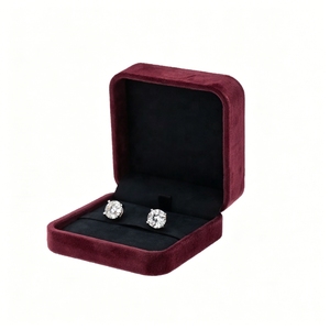 Luxury Microfiber <b>Earring</b> Stud Hinged <b>Box</b> Custom Logo Branded Jewelry Packaging Case Small <b>Gift</b> <b>Box</b> Bulk Manufacturer Direct - Product Image 3