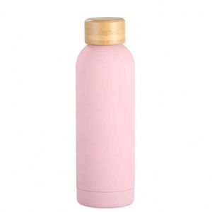 Minimalist Stainless Steel Vacuum Tumbler With Wooden Lid Gray Travel Bottle <b>Double</b> <b>Wall</b> Insulated 24H Heat Retention - Product Image 2