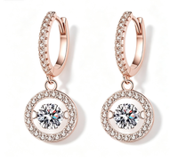 Boucles d'oreilles pendantes créoles en argent sterling 925 pour femme, avec moissanite scintillante, bijoux de mode pour le quotidien et les mariages