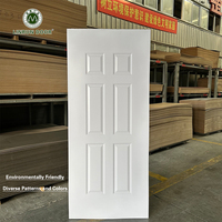 Panneau de porte intérieur moulé en MDF blanc apprêté à 6 panneaux pour projet d'appartement, panneau de porte sur mesure