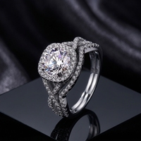 Ensemble de bagues de fiançailles et de mariage en moissanite de luxe Moyu Jewelry - Argent sterling 925, bijoux de mariée en moissanite pour femmes