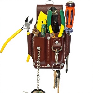 OEM Heavy Duty Leather Water Resistant Electrician <b>Tool</b> Pouch 5 Pockets Messenger Style <b>Belt</b> Clip Electrical Tape Holder Dark - Product Image 1