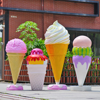 Sculpture géante en fibre de verre pour la décoration extérieure des camions de crème glacée, sculpture de crème glacée