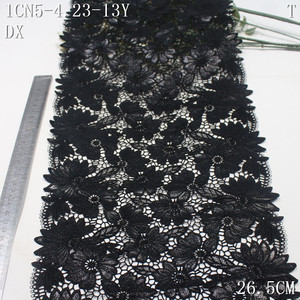 Pizzo Ricamato Personalizzato 26cm in <span class=keywords><strong>Pelle</strong></span> PU, Pizzo Floreale alla Moda, Pizzo Guipure Nero Pesante in Poliestere Ricamato per Abiti e Tessuti - Product Image 2