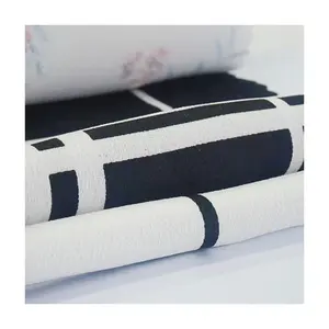 black and white plaids check custom printed glossy bubble satin chiffon fabric for skirt