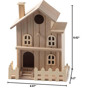 Bitmemiş asılı kuş evi 100% ahşap ahşap yapılmış iki katlı yazlık kuş evi - Product Image 3