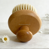 Brosse corporelle ovale en bois personnalisée avec logo PSH, poils en nylon, réutilisable, pour massage, exfoliation, douche, bain, nettoyage de la peau sèche