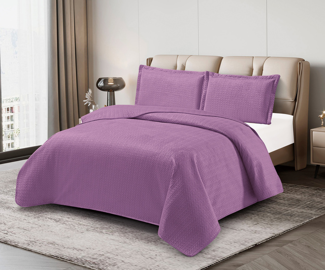 3-Piece 3D Velvet Ultrasonic Embossing Bedspread with Simple Anti-static Bedspread All-Season Bed Cover