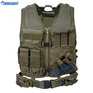 ゼニソンカスタムロゴタクティカルベスト通気性ブラックトレーニングアウターウェアジッパー開閉式耐久性デザイン - Product Image 5