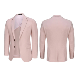 Chaqueta Blazer de <span class=keywords><strong>Lino</strong></span> para <span class=keywords><strong>Hombre</strong></span>, Casual, para Toda Temporada, Cierre de un Botón, Corte Regular, Manga Larga, Diseño de Cuello en V, Color Sólido, Trajes de Negocios - Product Image 3
