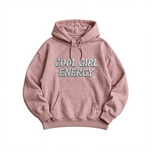 เสื้อฮู้ดผู้หญิงขายส่ง ปี 2026 สไตล์ Y2K ทรงโอเวอร์ไซส์ สีชมพูพาสเทล พิมพ์ลายนูน 3 มิติ สไตล์สาวเท่  พิมพ์ลายตามสั่ง โลโก้ตามสั่ง ผ้าฝ้าย 100% สำหรับฤดูหนาว - Product Image 1