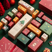 Boîte vide personnalisée pour calendrier de l'Avent imprimé sur papier, boîte cadeau DIY à déplier, boîte en papier pour compte à rebours de Noël