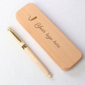 Vente flash - Ensemble d'emballage en bois massif de hêtre avec logo personnalisé - Boîte en bois de luxe pour stylo - Product Image 2