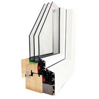 Fenêtre à battant en aluminium et bois pour maison passive, triple vitrage trempé, cadre composite, isolation thermique