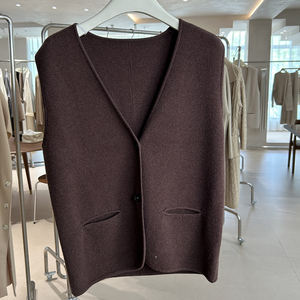 Pull en cachemire et laine pour femme, col en V, couleur bordeaux, style coréen, respirant, logo sur le devant, vêtements décontractés d'automne, nouvelle arrivée 2025 - Product Image 1