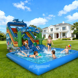 Chất Lượng Cao Cá Heo <span class=keywords><strong>Inflatable</strong></span> Công Viên Nước Trượt Cho Trẻ Em Phổ Biến Trên Mặt Đất Bơi Di Động Hồ Bơi Để Bán - Product Image 1