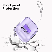 Casing Transparan Airpods Pro 3 2 dengan Pengunci Aman & Desain Penyangga Ponsel, Dilengkapi Gantungan Kunci, Anti Benturan, Bahan TPU Lembut, Pelindung Earphone untuk Airpods 5 4