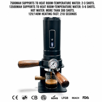 Machine à café semi-automatique portable OneBrew Super58 58 mm, 19 bars de pression, batterie 7500 mAh/13500 mAh, sans fil, pour la maison