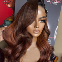 Perruques Lace Frontal Ondulées Blond Miel avec Mèches, 100% Cheveux Humains Brésiliens, Perruque à Fermeture pour Femmes, Vente en Gros