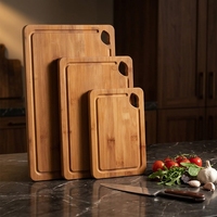 Ensemble de planches à découper en bambou, 3 tailles, profondément carbonisées, anti-moisissures, avec rainures pour les jus et poignées, pour la viande, les fruits et les légumes