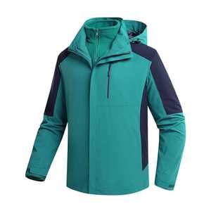 Veste d'extérieur respirante pour homme 3-en-1 coupe-vent avec doublure polaire et capuche, col montant, idéale pour le travail - Product Image 1