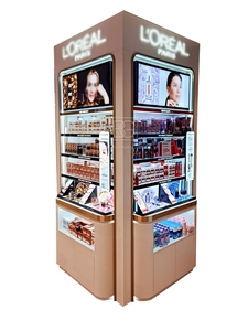 Đen gỗ bán lẻ Hiển thị lịch thi đấu ánh sáng thiết kế lưu trữ vẻ đẹp sang trọng cửa hàng hiển thị truy cập trang điểm Showcase đứng - Product Image 3