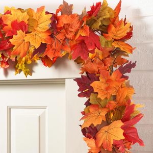 Guirnalda de Hojas de Arce Artificiales de 175 cm para Decoración de Otoño, Navidad y Acción de Gracias, Estilo Red Lantern Pavilion - Product Image 4